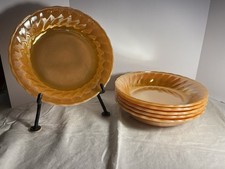 Anchor Hocking Peach Luster VTG 1960s Salad/Soup Bowls Set of Six 7.5 MCM USA
