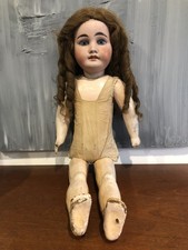 POUPÉE TÊTE PORCELAINE, BOUCHE OUVERTE, MARQUE A IDENTIFIER,  A RESTAURER