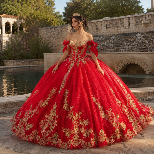 Robe quinceañera rouge royale - robe,