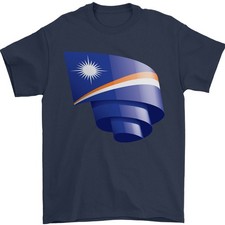 T-Shirt Pour Homme Du Drapeau Enroulé Des Îles Marshall 100% Coton