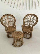 29 ⚜️ wicker doll furniture living room table with two chairs