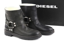 Diesel D-Throuper Femmes EU37 en Cuir Noir Train avec Détails Bottes