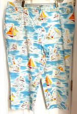 Real Clothes Saks Salon Z Capri Pants Size 20 Stretch Cotton Boats & Beach