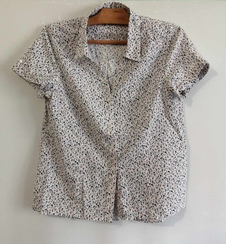 Blouse blanche fleurs - , bleues