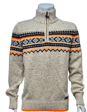 SUPERDRY Mens Lovely Vintage Acrylic Zip Up Pull Over Jumper High Neck UK XL