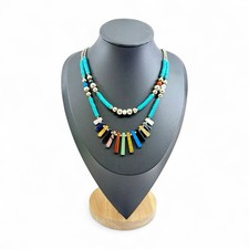 Navajo Native American Necklace - 13 Semi-Precious Stones - Double Row - Vintage