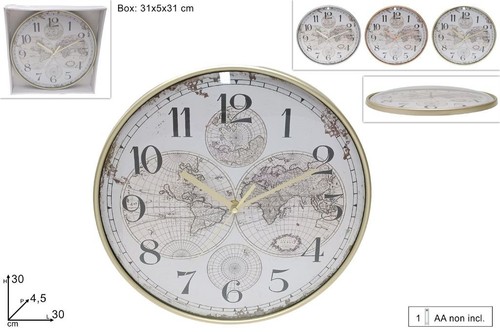Montre murale vintage globe - montre,