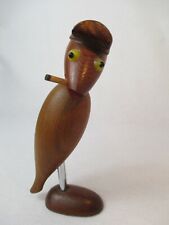 Mid Century 50'S Teak Wood Teak Bird Figurine Corkscrew With Bottle Opener