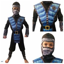 KIDS MORTAL NINJA COSTUME CHILD BOYS HALLOWEEN BLUE SUB ZERO KOMBAT
