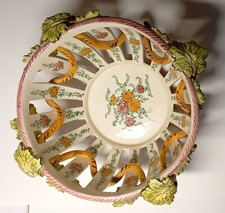 Coupe à Fruits Vintage en Porcelaine, Motifs Grappes de Raisins