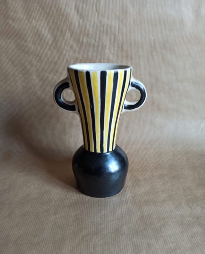 Vase céramique vintage noir - céramique,