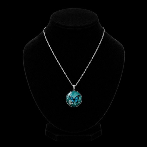 Collier papillon turquoise - papillon,