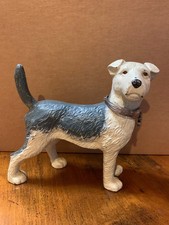 VINTAGE CAST IRON FOX TERRIER DOG FIGURINE/DOOR STOPPER (6.4 LBS.)