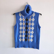 Jersey sans manches 100 laine Argyle M pour femme col haut United Colors of B...