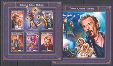 DZ0560 ! IMPERF 2018 GUINEA-BISSAU JOHNNY HALLYDAY MUSIC #9672-76+BL1668 MNH