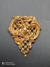 Ancienne Broche pince à foulard ou à billet laiton,art déco,vintage ,ange,putto.