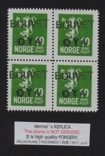 4-block FORGERY - Werner's REPLICA of Norway Bouvet Island 1934 green