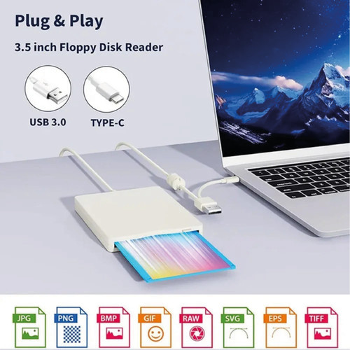 Lecteur disquette blanc - lecteur,