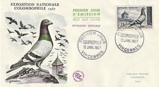 Enveloppe 1er jour La Colombophilie Pigeon voyageur 1957 FDC