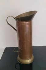 Ancien Vintage Porte Parapluie 5-KAN Cuivre et Laiton Seau Charbon Grand Broc