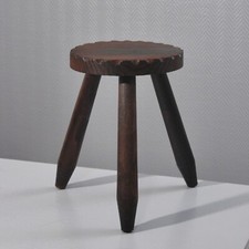 Tabouret de traite tripode vintage design brutaliste populaire France 1950s