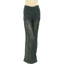 Odd Molly Anthropologie Eyelet Embroidered Pants Wide Leg Gray Sheer S-1 225239