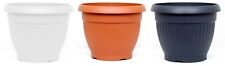 Pot de Fleurs Dona Ø 25 - 55cm Bac à Plastique Blanc Anthracite Terracotta