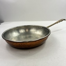 CU ARTIGIANA HAMMERED COPPER 12" SAUCIER PAN W/ TIN LINING A MADE IN ITALY USED