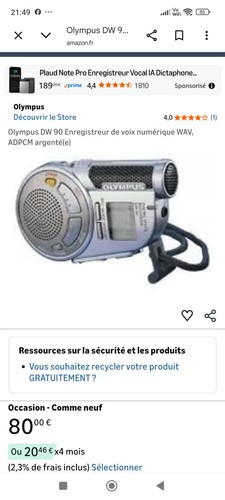 Dictaphone olympus 90 - dictaphone, dw