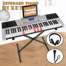 Portable 61Keys Electronic Lighted Keyboards Piano w/ Stand,Headphone,Microphone