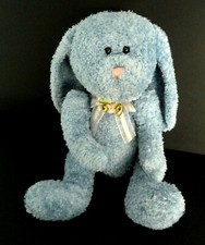 T1. DOUDOU PELUCHE LAPIN DIMPEL ? BLEU NOEUD ROSE VERT FLEUR 36cms - TTBE