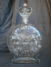 Hubert de Polignac Cognac Bottle Molded Glass Armor Sacred Heart Antique