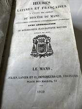 Latin and French Hours-Religious Book 1849-Leather Origin-Diocese of Mans