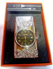 Briquet à plasma double arc avec Horloge LED éclairé + Lampe Rechargeable USB