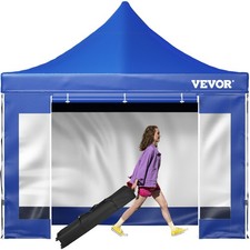 VEVOR Tonnelle Étanche Tente Pop-up Jardin Pavillon 3x3 m Parois Latérales Bleu