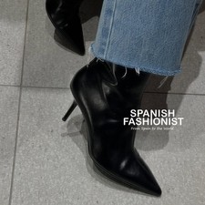 ZARA WOMAN FW25 BLACK CRACKLED EFFECT HEELED ANKLE BOOTS ALL SIZES 2109/610/800