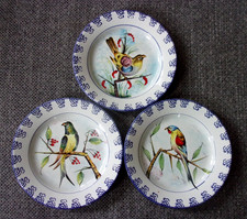 Assiettes aux oiseaux en faience D Bassano