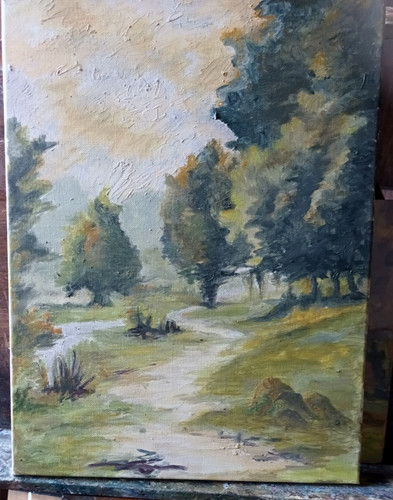 Huile ancienne allée dans - huile, un
