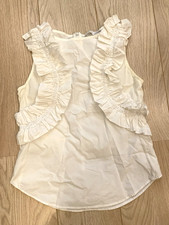 Anne Fontaine Designer White Blouse Sleeveless Top Ruffle Size 40 fits S