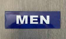 Vintage Enamel Porcelain "Men" Restroom Door Sign