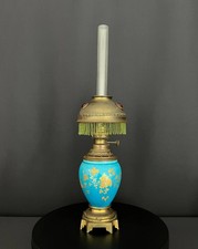 Bronze and porcelain enamelled oil lamp, France, late 19th century