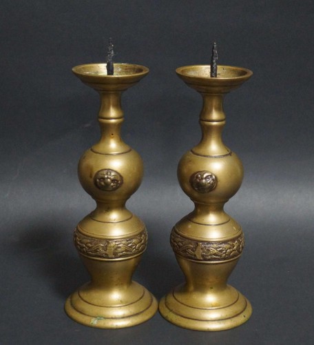 Paire bougeoirs cuivre - de, en