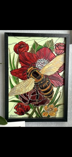 Tableau vitrail abeille - -,