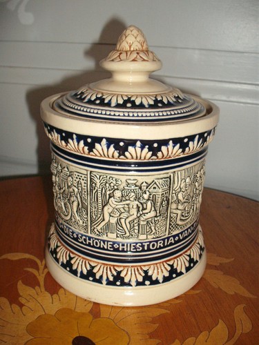 Pot tabac grès bleu et - à, en