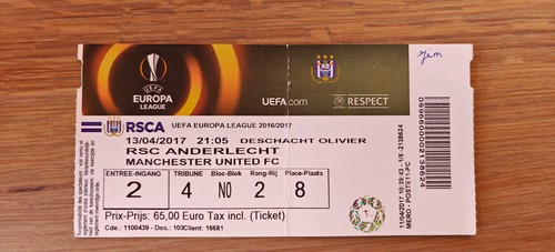 Billet 2017 rsc anderlecht - 2017, vs