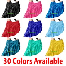 Satin 6 Yard Tiered Gypsy Skirt Belly Dance Tribal Ruffle Costume Jupe Flamenco