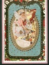Carte de voeux style vintage Noel ange avec enveloppe blanche 17 cm x 12 cm