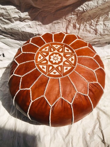 Pouffe ronde cuir - pouffe,
