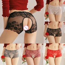 Femmes Dentelle sans Entrejambe Culotte Sexy Grande Taille Slips Ouvert Fesses