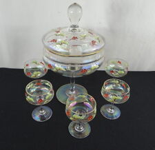 SERVICE A PUNCH-FRUITS-CERISES- EN CRISTAL EMAILLE RELIEF